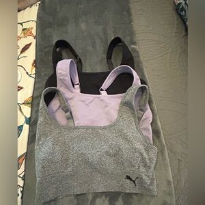 Puma 3-Pack Sports Bras in Gray, Lavender, Black